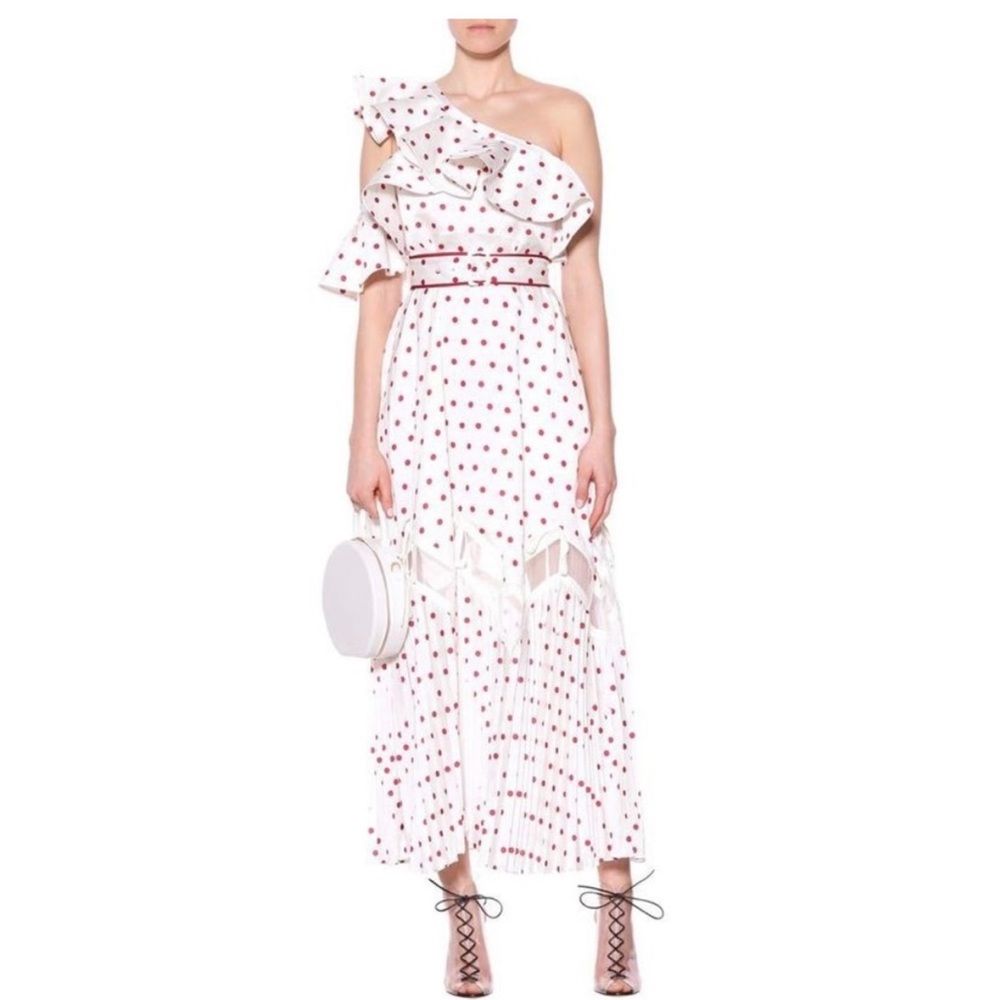Self-Portrait Red Polkdadot maxi dress